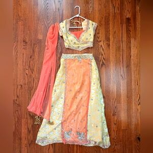 Vibrant Orange and Yellow Lehenga Choli Set